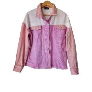 Vici Women's Denim Jacket Colorblock Size M
